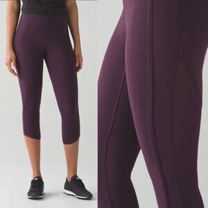 Lululemon Deep Breath Crop Legging 21" Black Cherry Size 2
